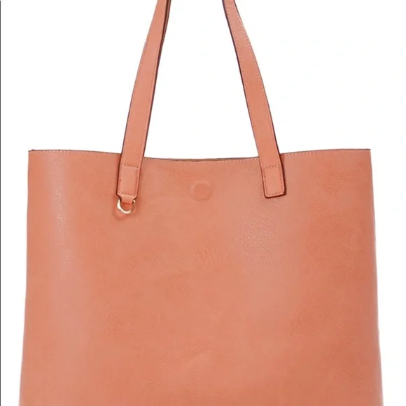 Overbrooke Reversible Tote Bag Vegan Leather Womens Shoulder Tote with Wristlet - Picture 2 of 7